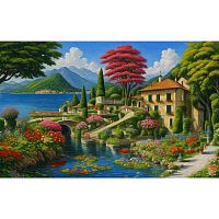Алмазная мозаика Красочный пейзаж Франции Рыжий кот НД-8571