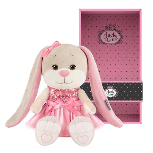 Мягкая игрушка Зайка Лин в розовом платье с пайетками 20 см Jack&Lin JL-04202312-20 фото 2